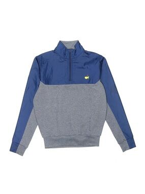 Boys navy masters quarter zip pullover long sleeve blue gray grey small logo